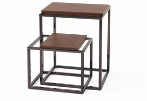 Gianfranco Ferré Home Прямоугольный журнальный столик из хромированной стали и кожи  F.mtx.231.amx