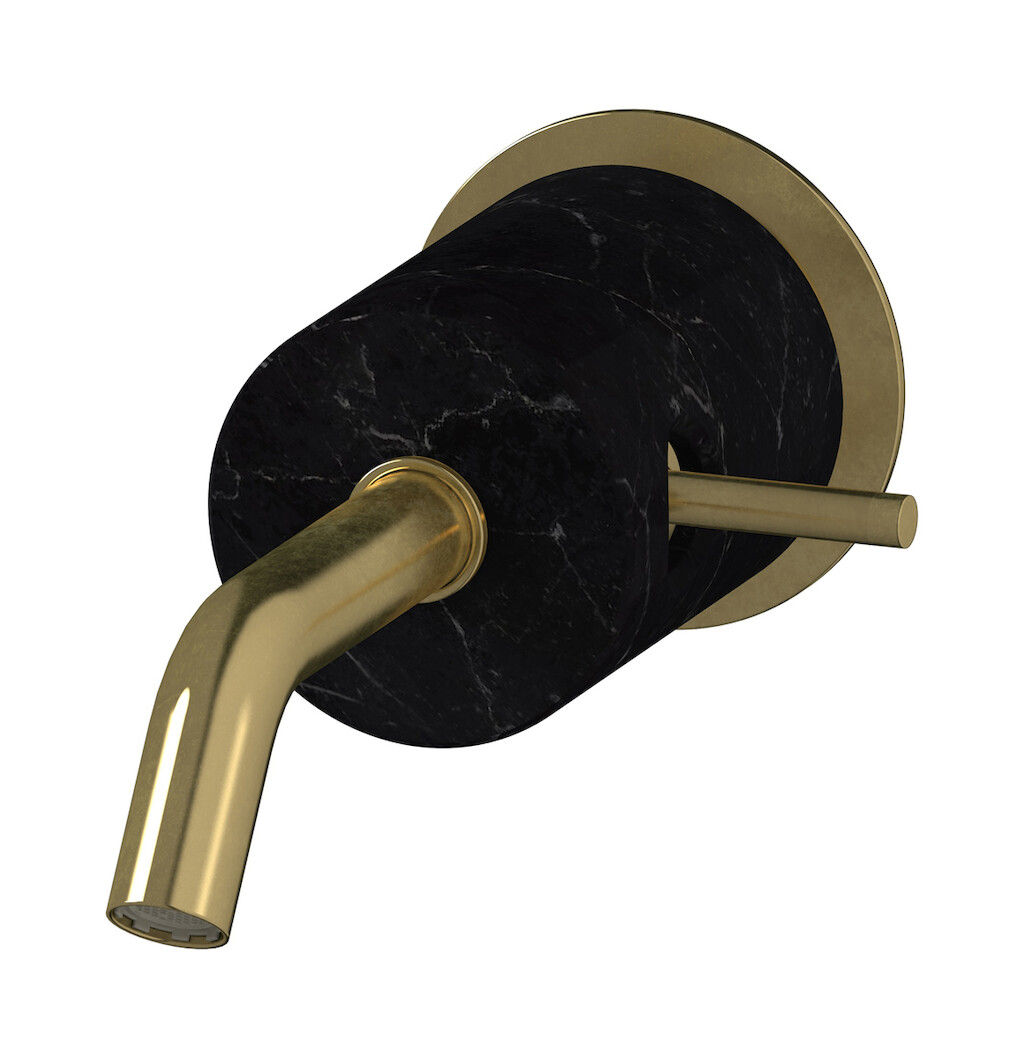 Встроенный в стену смеситель для раковины на 1 отверстие в комплекте с донным клапаном WE ARE IB mr209on_2 Natural Brass Marmo