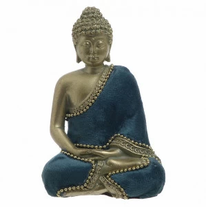 Статуэтка декоративная 12 см золото с синим Buddha TO4ROOMS EL FORN 00-3893644 Голубой;золото