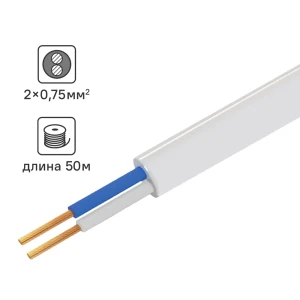 Провод Tdm Electric ШВВП 2x0.75 50 м ГОСТ цвет белый