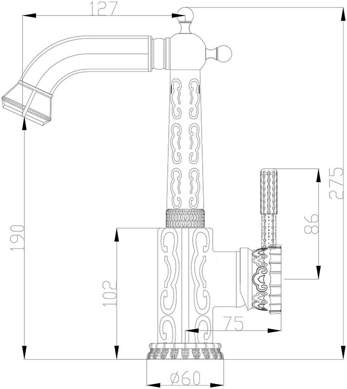 Смеситель ZorG Antic A 112U-BR для раковины, бронза - Вид №1