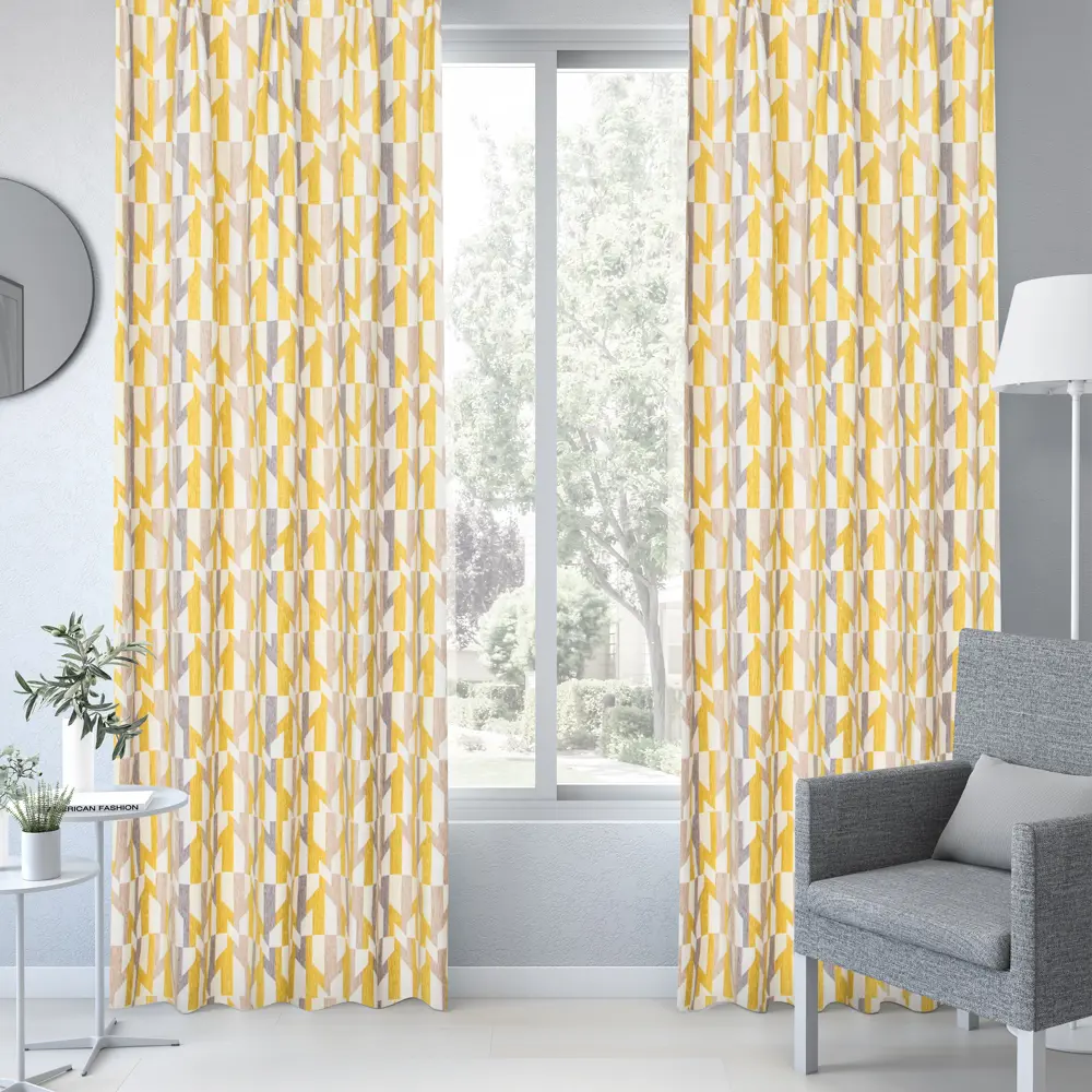 Штора на ленте Inspire Dilara 200x280 см цвет желто-серый 86255236 STLM-2207405  - Вид №6