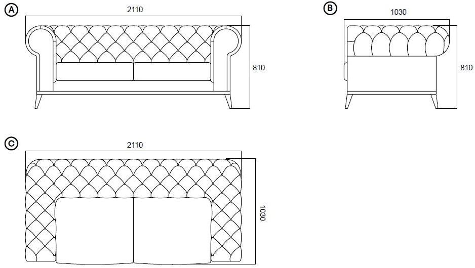 Enza Home Тафтинговый 3-местный диван из ткани Chelsea sun-id-1381526 - Вид №18
