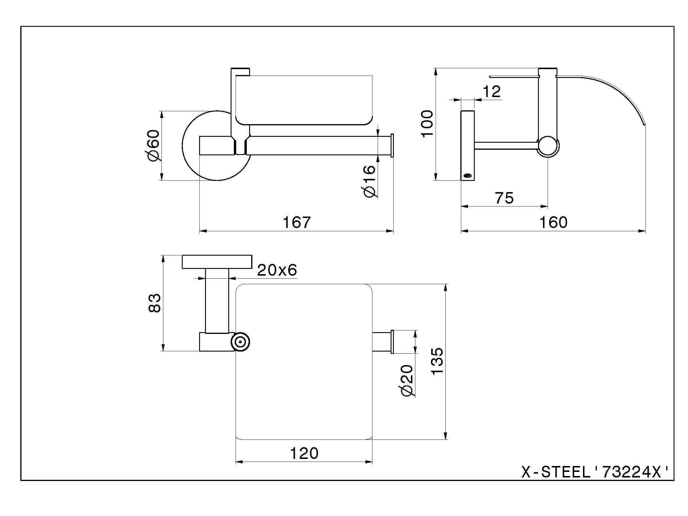 Держатель рулона из нержавеющей стали с крышкой Newform аксессуары X-STEEL 316 ARCH-00082638 - Вид №2