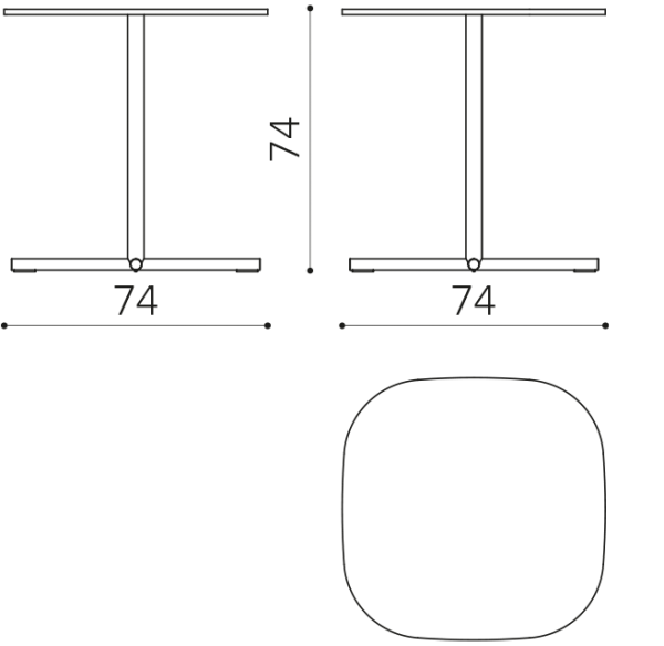 NT T003 Table 74 W x 74 D x 74 H True Design Notable - Вид №1