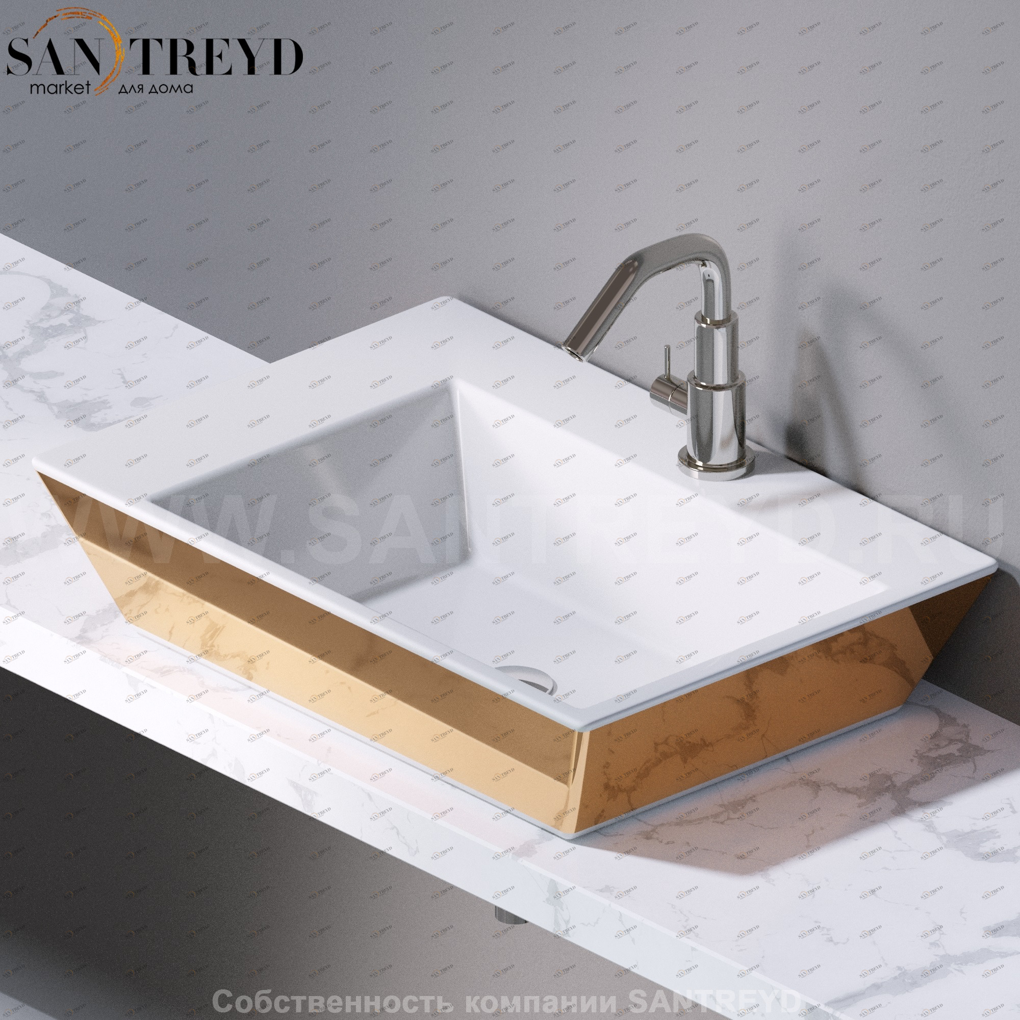 L291250 Подвесная раковина настенная прямоугольная A. e T. Italia PRISMA золотая AeT ITALIA