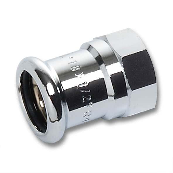 116270G281 SANHA 16270G пресс-фитинг, бронза, муфта перех.ВПр-ВР,хром. 28x1 мм  - Вид №1