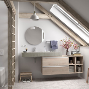 83405 SALGAR Столешница COMPAKT 51 CONCRETE от 700 до 800 мм с 1 большой встроенной мойкой 700-800 x 510 x 120 мм