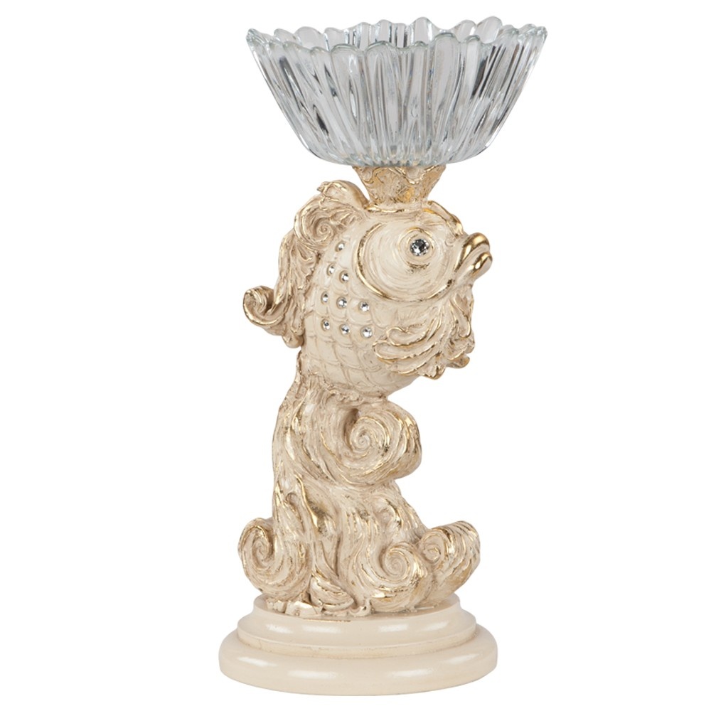 52019 BOGACHO Фруктовница-конфетница Заветное желание Айвори мрамор / стекло 