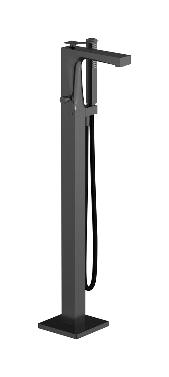 Напольный смесиель для ванны с встроенным душем. WE ARE IB wa299ii Brushed Black Chrome Wave