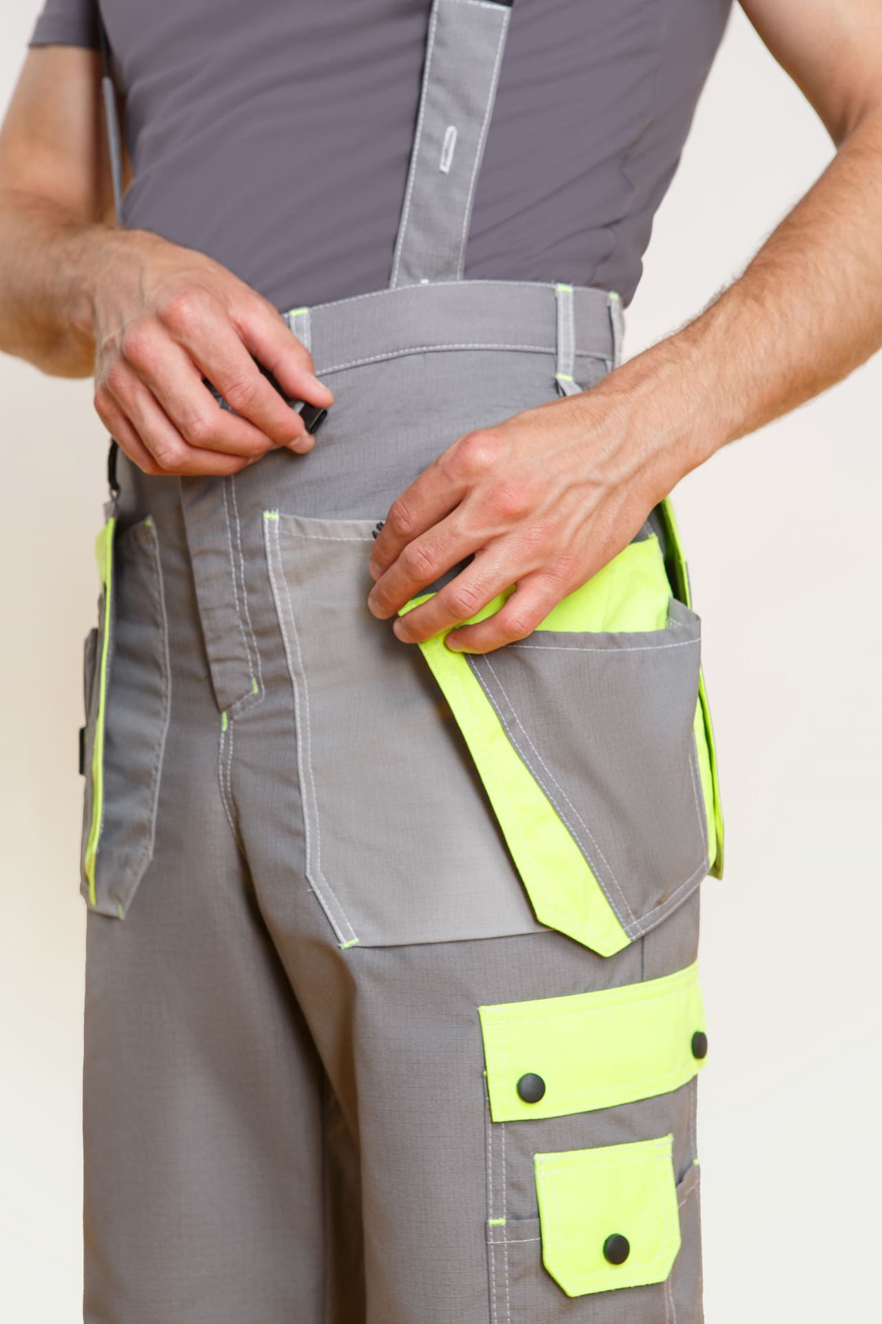 68816 Костюм "Прогресс" темно-серый светло-серый с лимонным  Летняя спецодежда  размер 48-50/182-188  - Вид №14