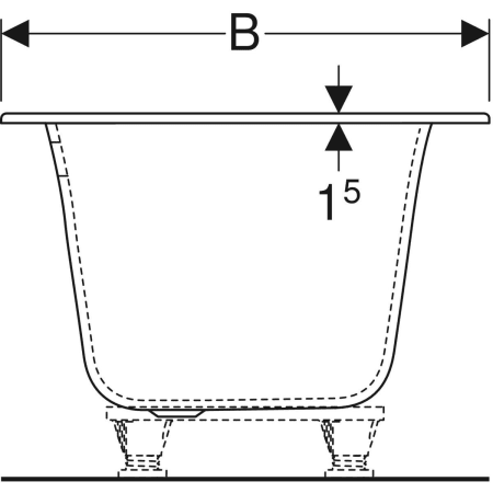 554.007.01.1 Прямоугольная ванна Geberit Soana, с узкими краями, Duo Geberit  - Вид №4