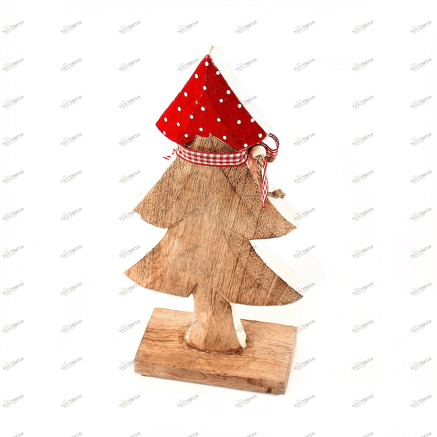 Украшение новогоднее "Ель деревянная красная в горошек" Love tree, 28х12х6 см ENJOYME  253091 Бежевый;красный;разноцветный 