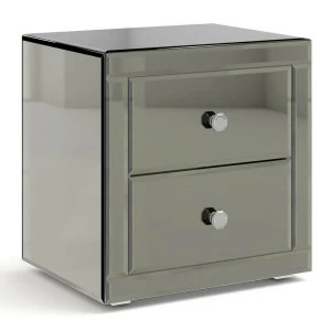 Тумбочка прикроватная зеркальная с 2 ящиками черная "Самили" GRAUM  304061 Зеркальный;серый