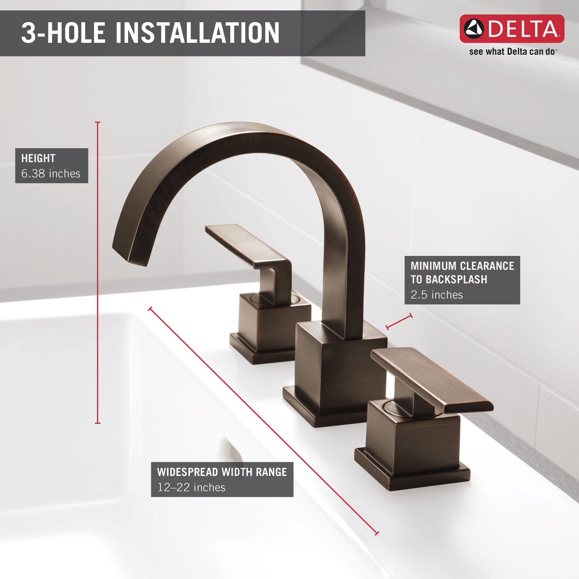 3553LF-RB Смеситель для ванной комнаты с двумя ручками Delta Faucet Vero Венецианская бронза - Вид №1