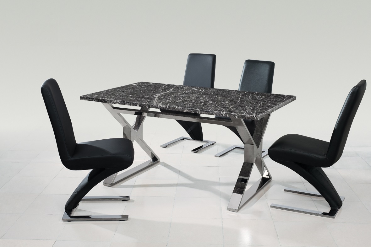 Обеденный стол прямоугольный с темно-серым искусственным мрамором 150 см Dormitorio ДОМАШНЯЯ ОБСТАНОВКА SKY 045161 Серый;хром Santreyd - Вид №4
