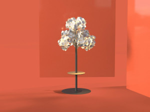 Металлическая напольная лампа с полкой