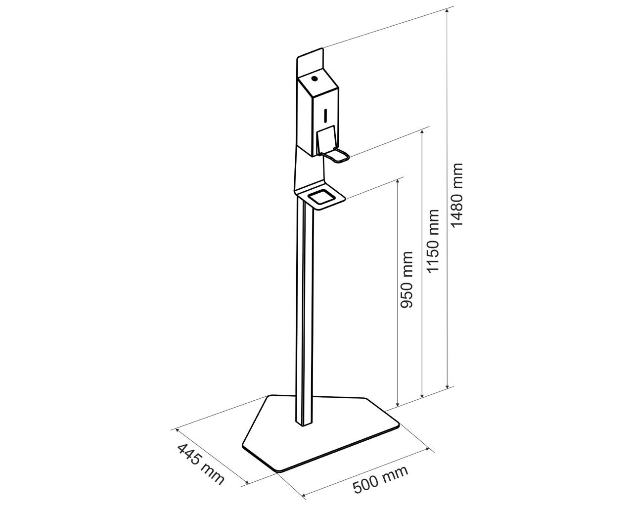 ZEST408 Стойка для дезинфекции рук с дозатором с баком 800 мл, с локтевой кнопкой STELLA Merida  - Вид №2