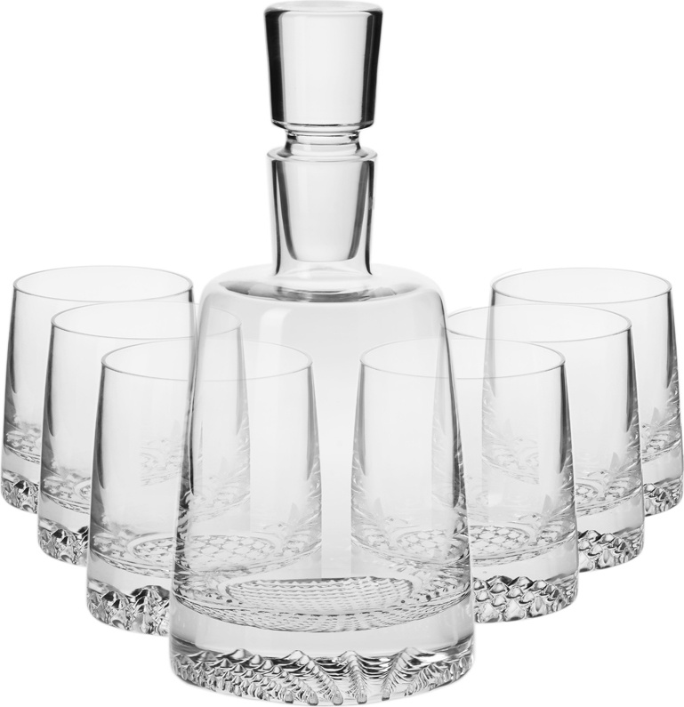 10627082 KROSNO Набор графин 0,95л и 6 стаканов для виски 300мл Krosno "Фьорд" п/к Стекло 