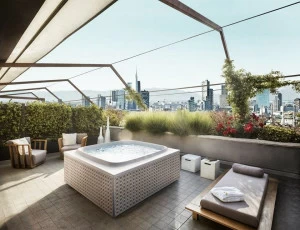 Jacuzzi® Гидромассажная ванна с хромотерапией Skylounge®