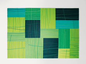 Прямоугольный шерстяной ковер с геометрическим рисунком