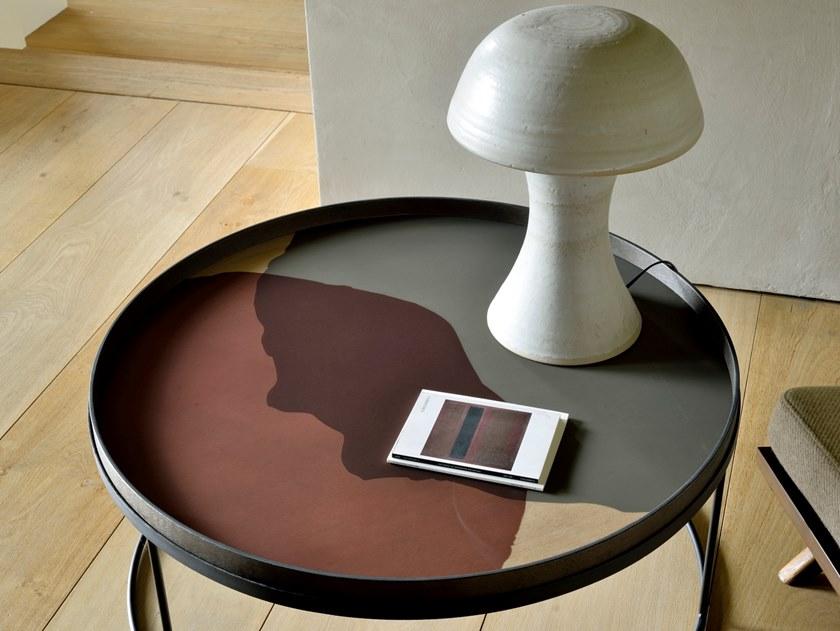 Ethnicraft Круглый поднос из дерева и стекла Linear flow 20908 - Вид №2