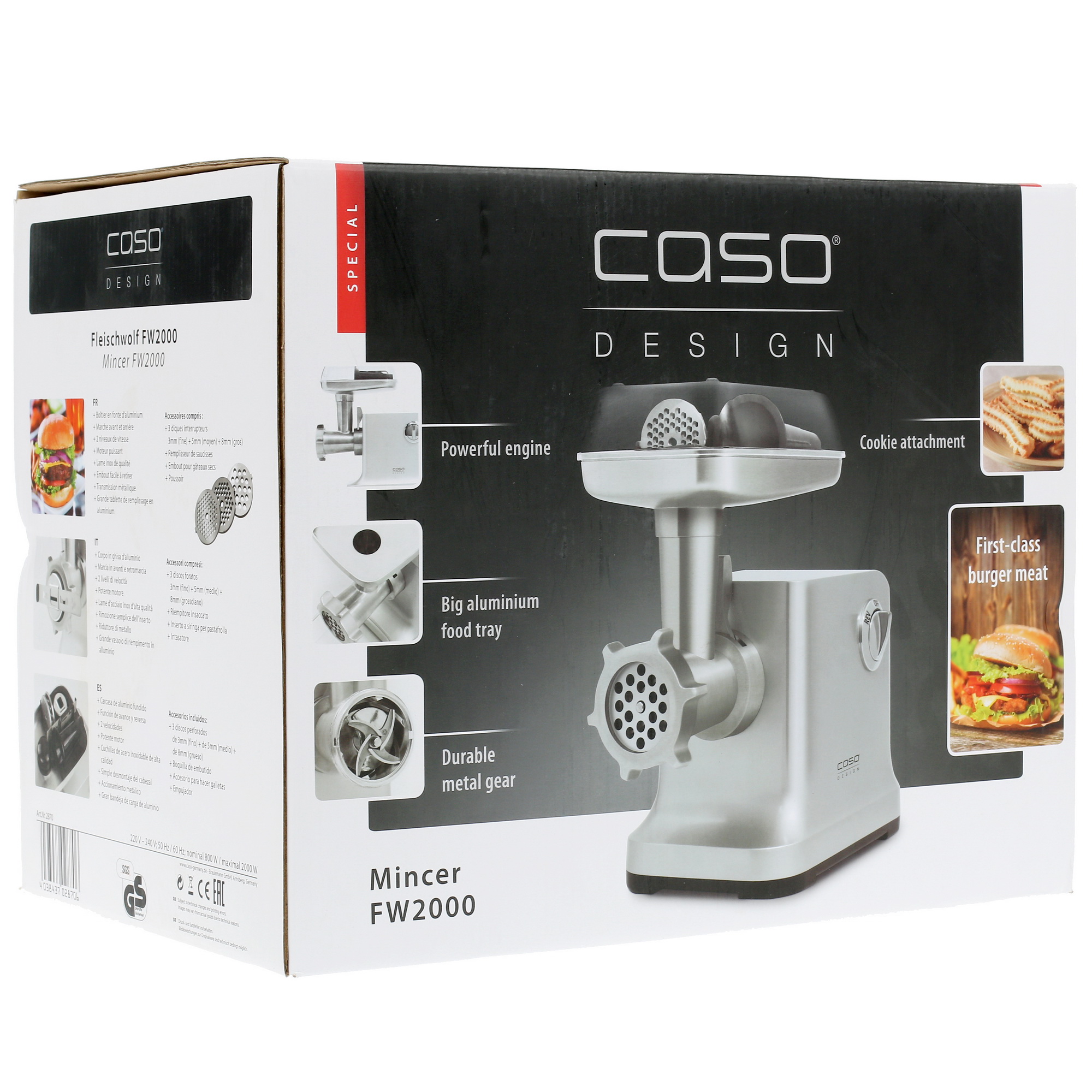 1136386 Мясорубка электрическая Caso FW 2000 серый STDN-0024276 - Вид №7