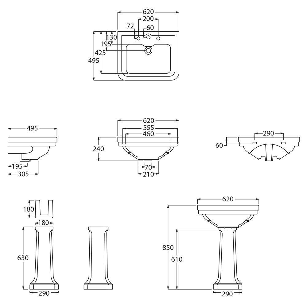 IMSR109 Пьедестал Челси для среднего бассейна Chelsea Imperial - Вид №2
