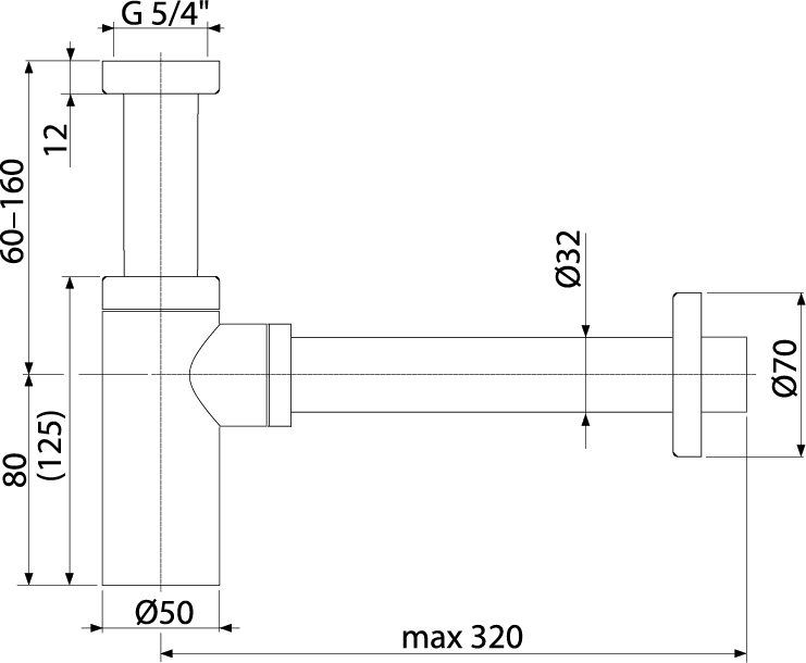 Сифон для умывальника DN32 DESIGN круглый, бронза-антик ALCAPLAST A400ANTIC - Вид №1