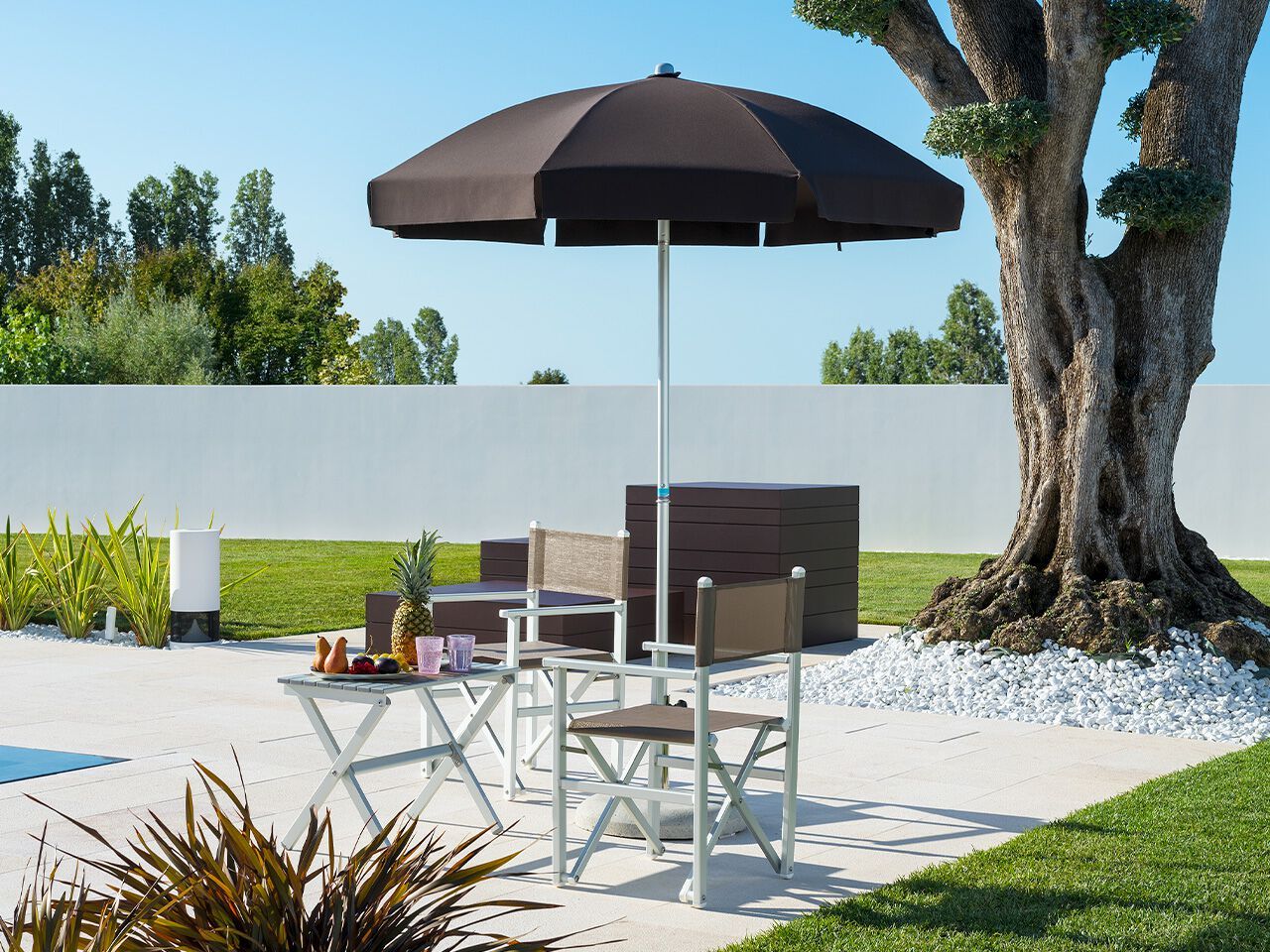 Зонтик из анодированного алюминия и акриловой ткани Crema Outdoor CARIDDI ARCH-00095049