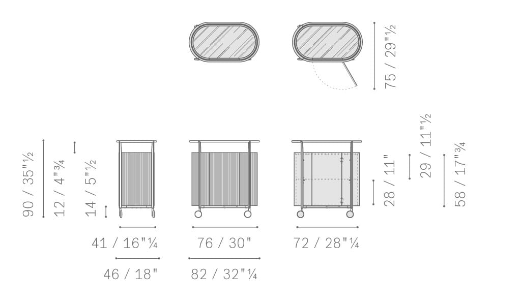 Тележка для еды с кожаным покрытием Poltrona Frau коллекция-мебель и аксессуары ARCH-00140265 - Вид №6