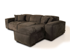 Диван из нубука с полуостровом