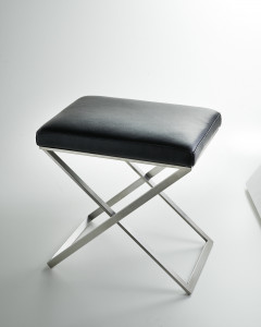 LONE/XL/.. 3SC Табурет со скрещенными ногами из полированной нержавеющей стали с подушкой из гладкой кожи Moderno