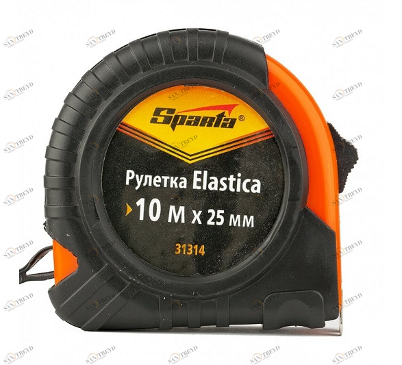 Рулетка Elastica 10мх25мм обрезиненный корпус Sparta 8211