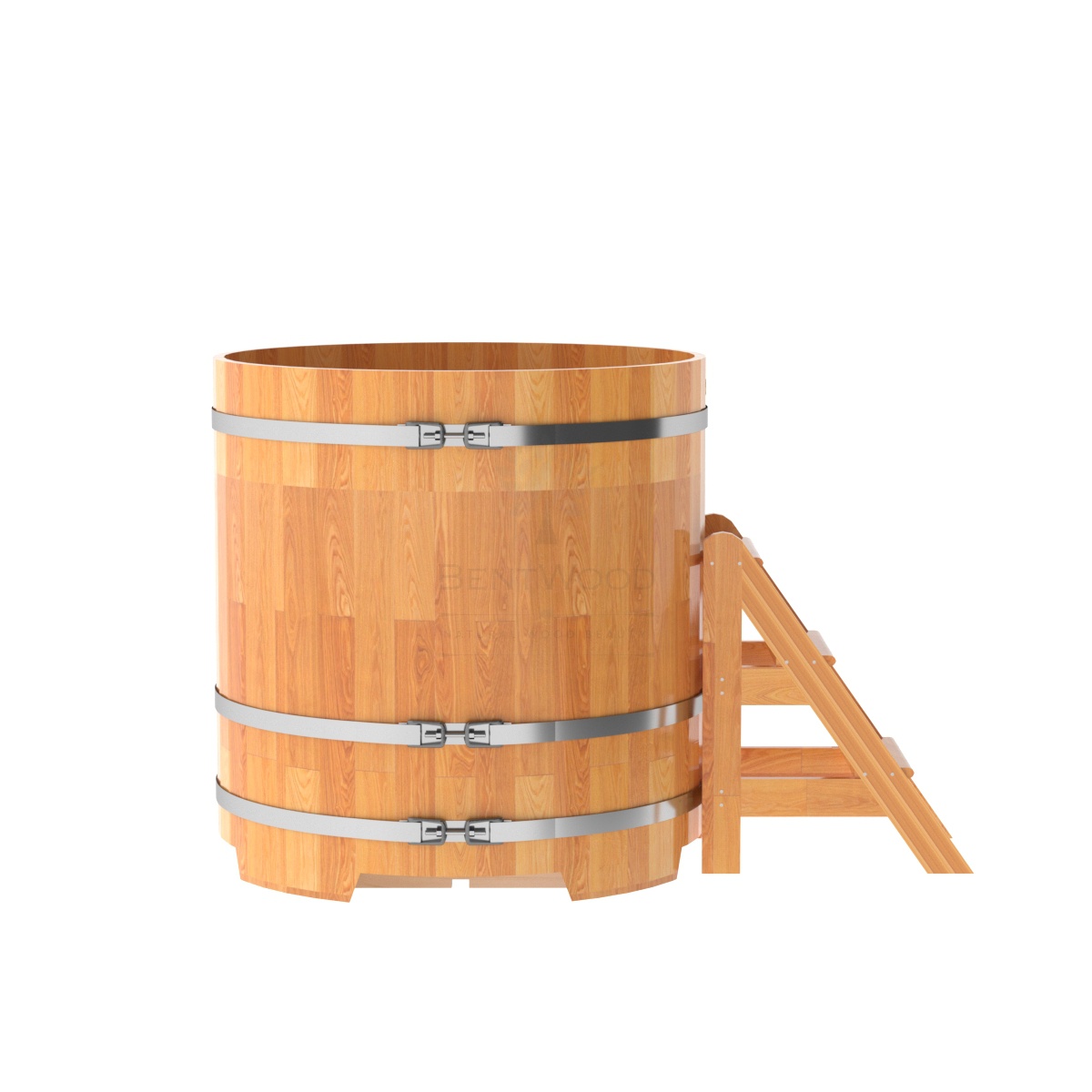 1505 Купель круглая из сращенных ламелей лиственницы d=1,17х1,2 натуральная Alyarus  - Вид №2