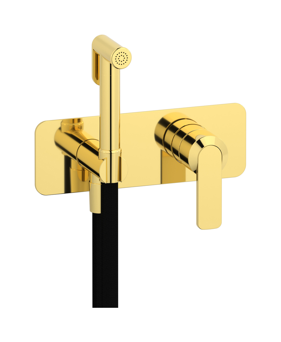 Внешние части гигенического душа со смесителем. WE ARE IB c6706oo Gold C-67