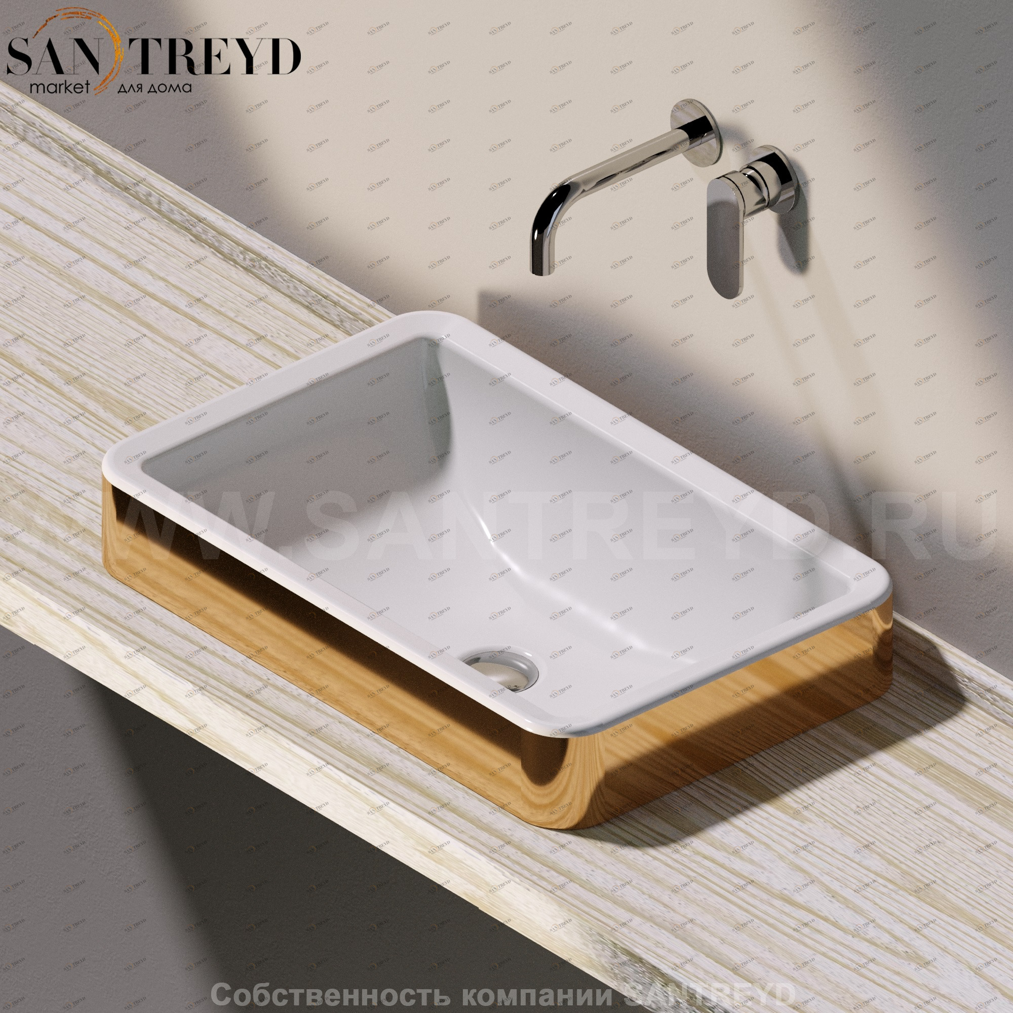 NL62INCGOLD Накладная раковина под столешницу  прямоугольная Ceramica Flaminia Nile