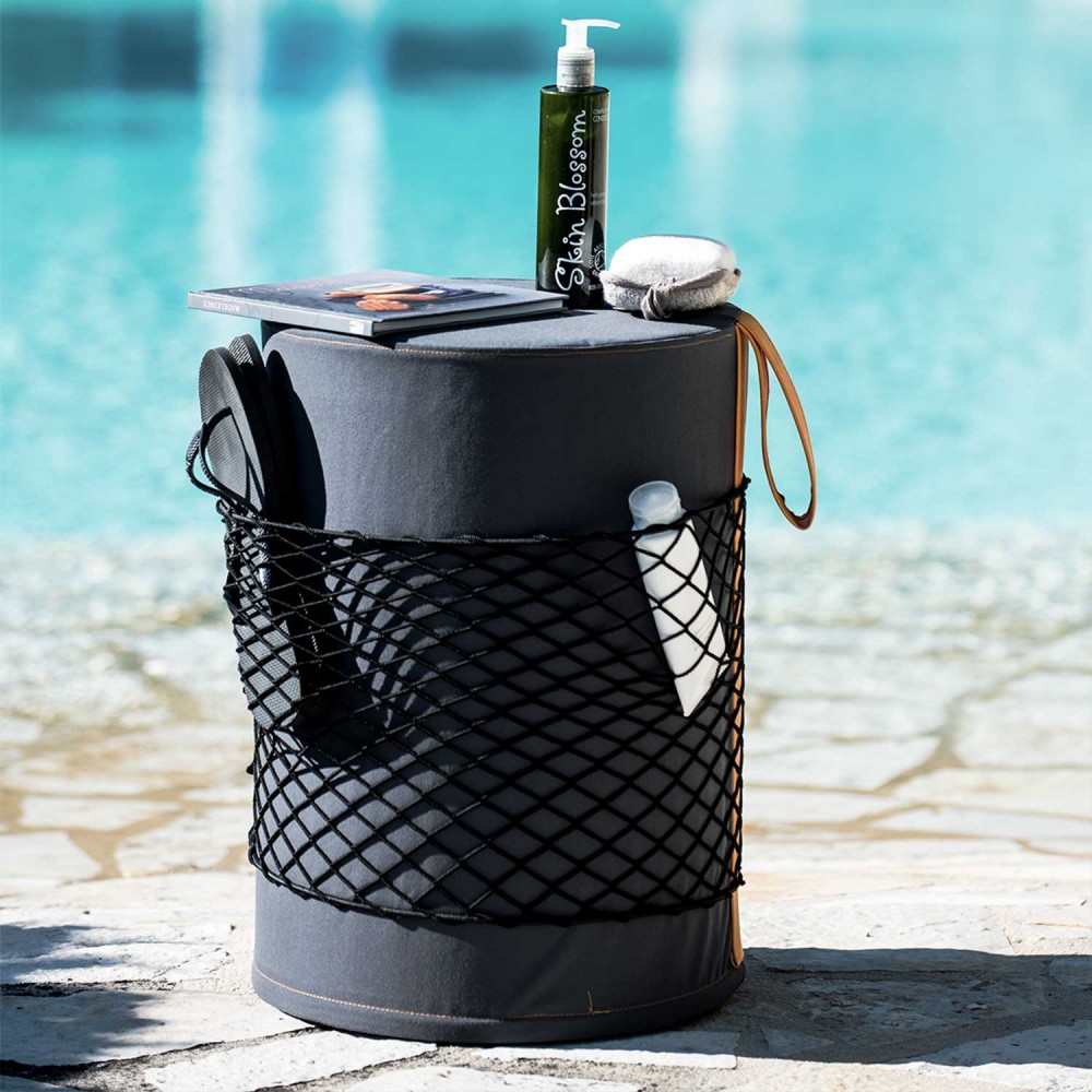 EVRLWGBMMREVER Life Design Дизайнерский табурет с ручкой - Roll Roll Базальтовый серый меланж - Коричневая ручка - Вид №12