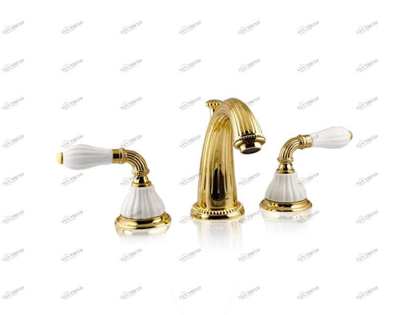 233501.0000.30 Раковина на три отверстия с фарфором Античная латунь Mestre Artica