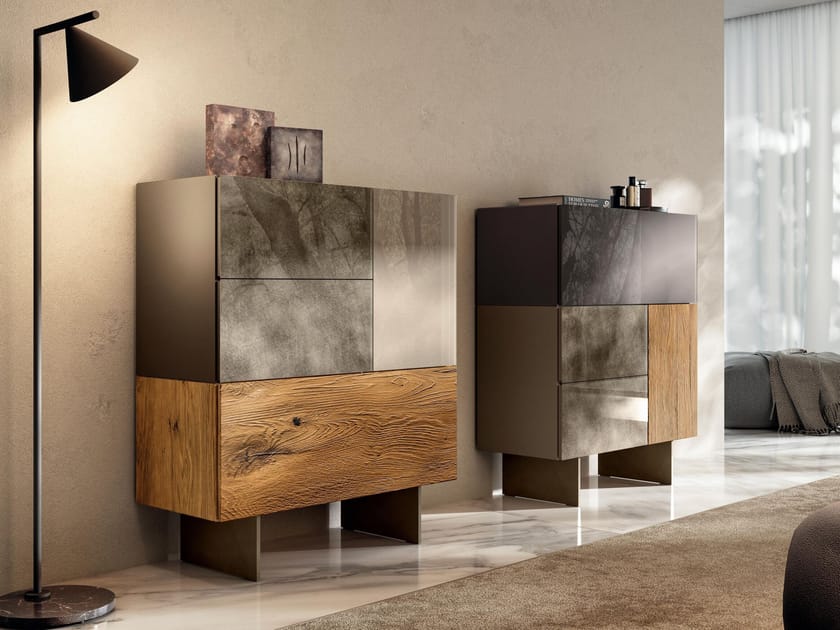 Деревянный и стеклянный комод Lago 36e8 ARCH-00029661