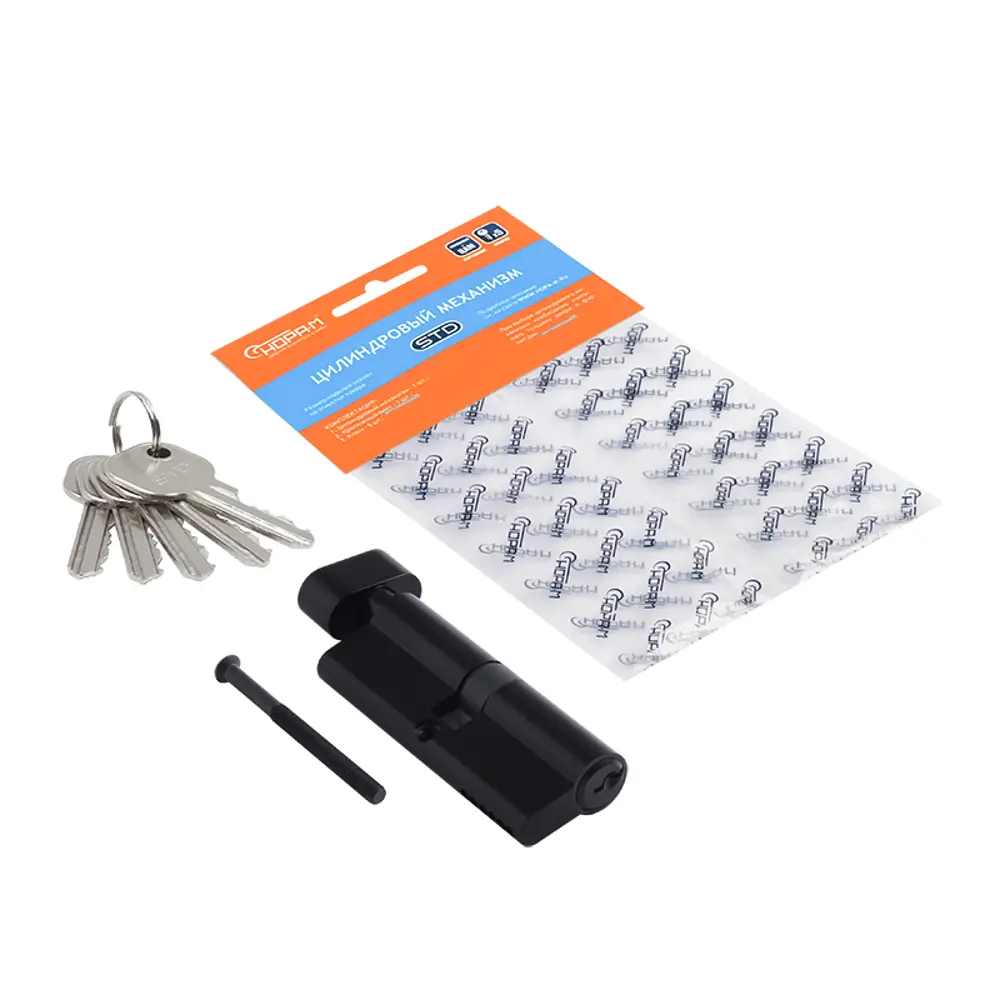 Цилиндр Нора-М STD AL ЛВ-80, 80 мм, ключ/вертушка цвет черный STLM-2134486 - Вид №1