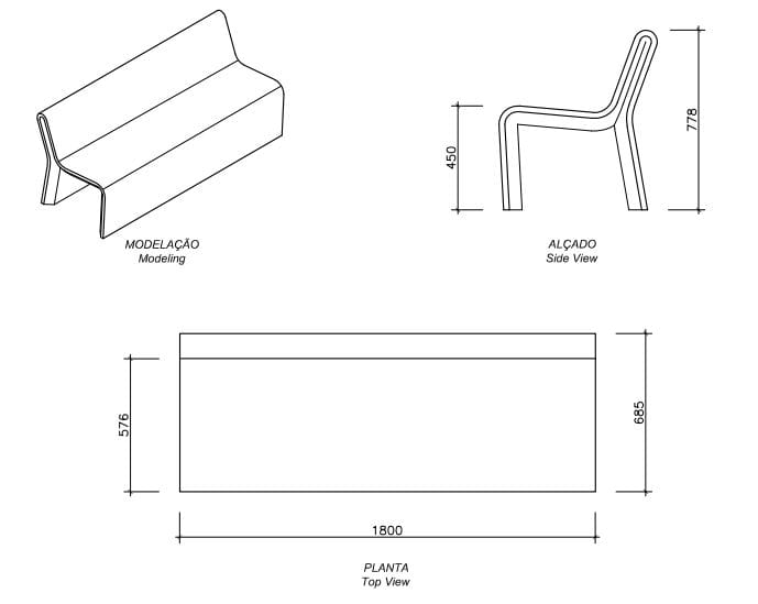 Бетонная скамья со спинкой amop ARCH-00020079 - Вид №1