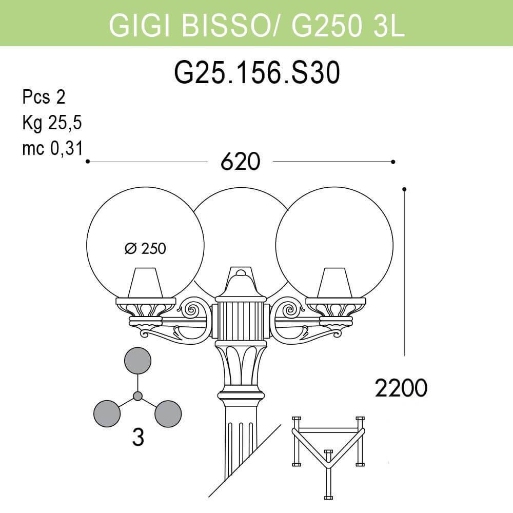 Уличный фонарь Fumagalli Gigi Bisso/G250 G25.156.S30.AYE27 FUMAGALLI ФОНАРЬ 268851 Черный  - Вид №1