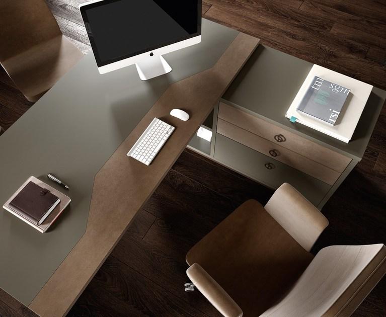 Caroti Угловой деревянный письменный стол в современном стиле с полкой и ящиками Concept 307 bold - Вид №2