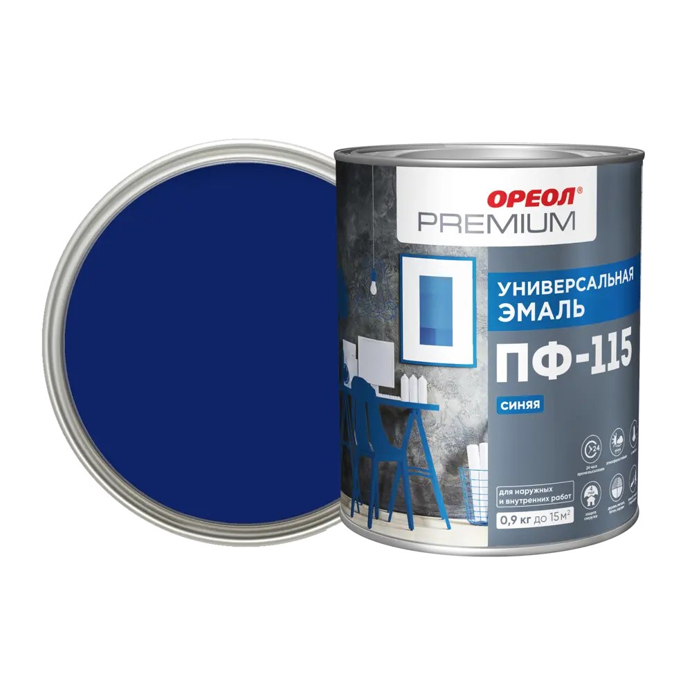 Эмаль Ореол Premium ПФ-115 глянцевая цвет синий 0.9 кг 82210115 STLM-2003251 