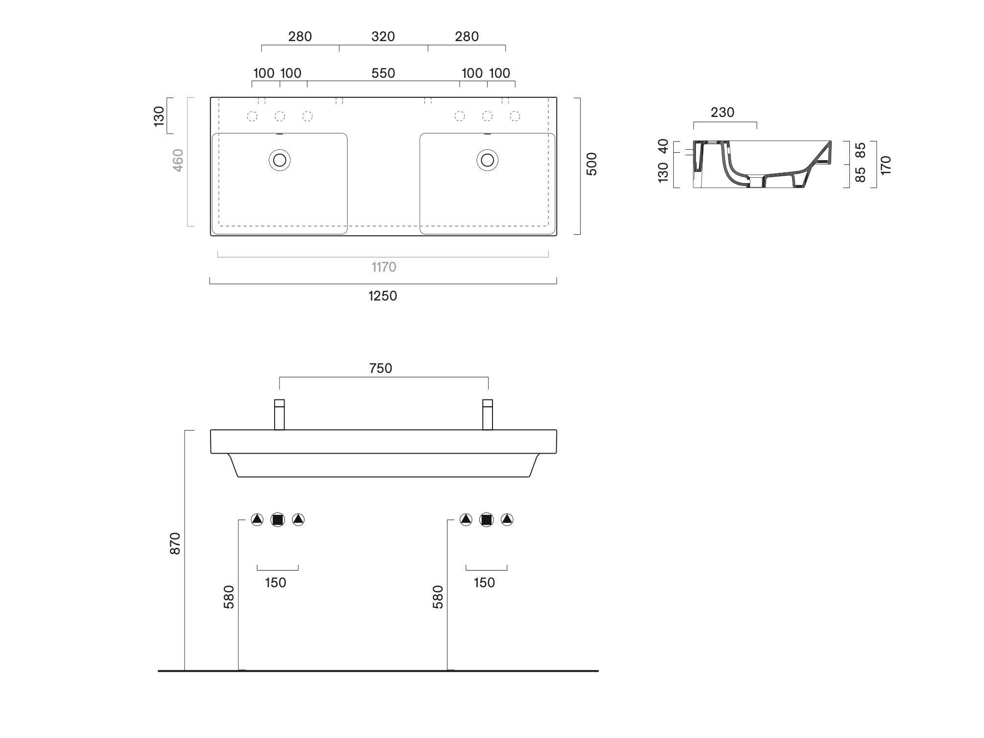 Двойной умывальник CERAMICA CATALANO ноль ARCH-00112917 - Вид №4