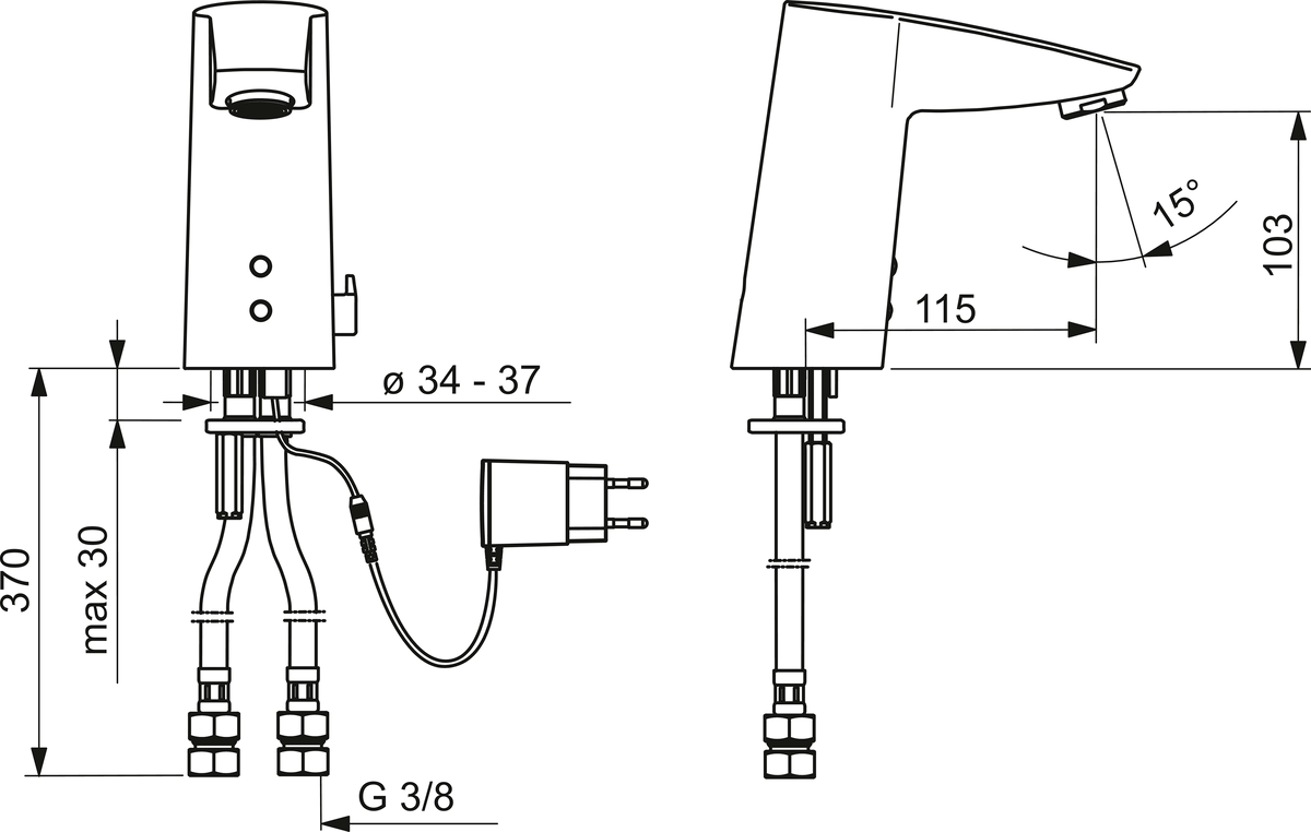 Oras 2824FTZ Смеситель для умывальника, 9/12 V, Bluetooth 2824FTZ Cubista Хром  - Вид №1