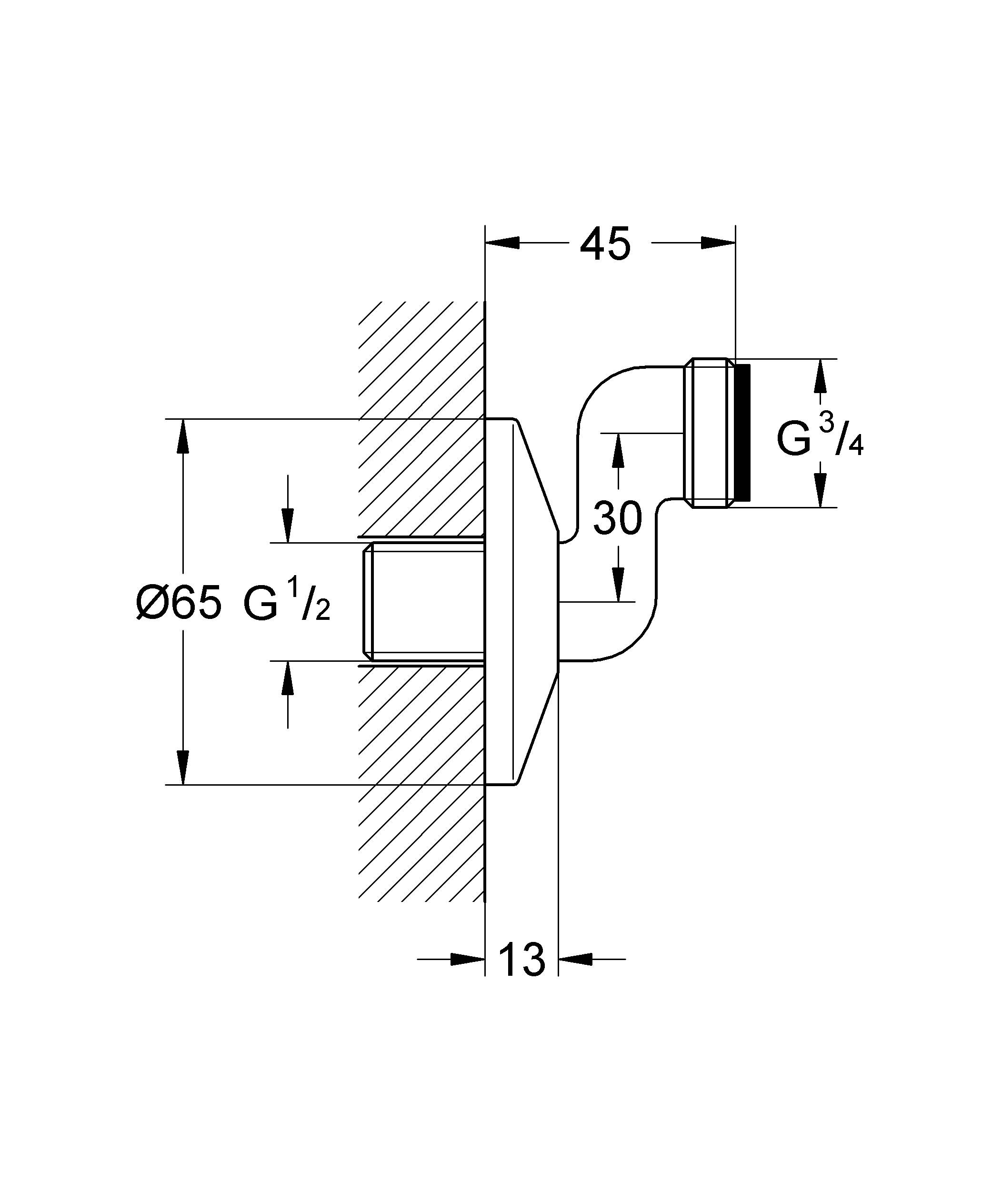 12005000 Эксцентрик s-образный 1/2 дюйма x 3/4 дюйма Grohe Принадлежности хром  - Вид №1