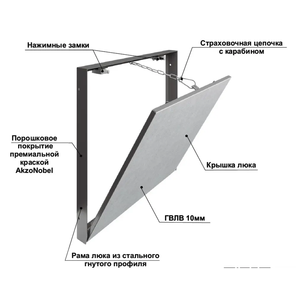 ХАММЕР Люк скрытого монтажа под плитку 60×60 см с нажимным механизмом 89435265 STLM-1570748