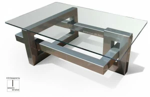 Gonzalo De Salas Прямоугольный журнальный столик из нержавеющей стали и стекла Ios